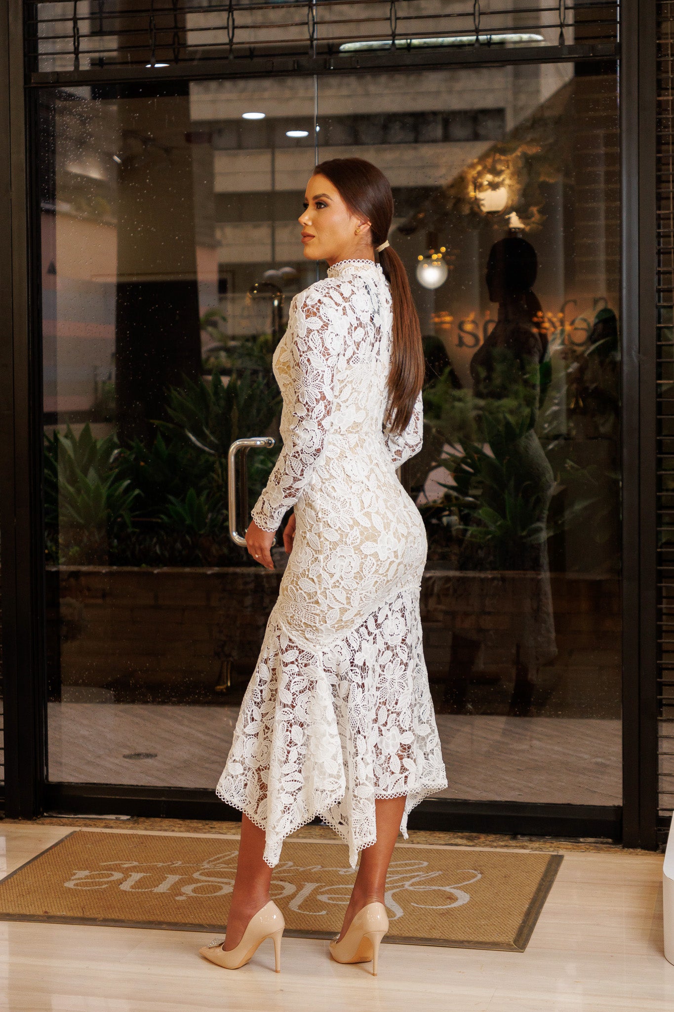 VESTIDO CON BLONDA 3/4 M/L