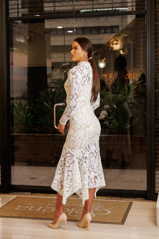 VESTIDO CON BLONDA 3/4 M/L