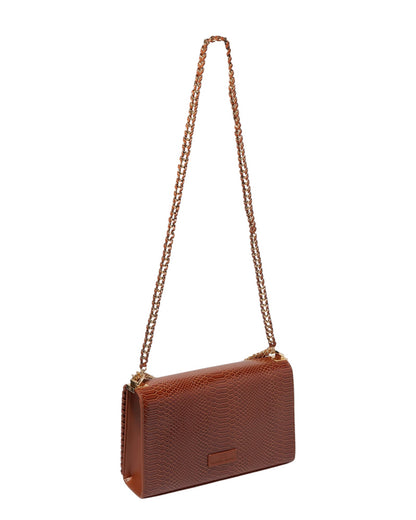 CARTERA BROWN CHARMS & CHAINS CROSSBODY BAG IN PYTHON ELISABETTA FRANCHI