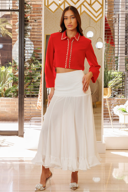 Blusa corta de vestir roja