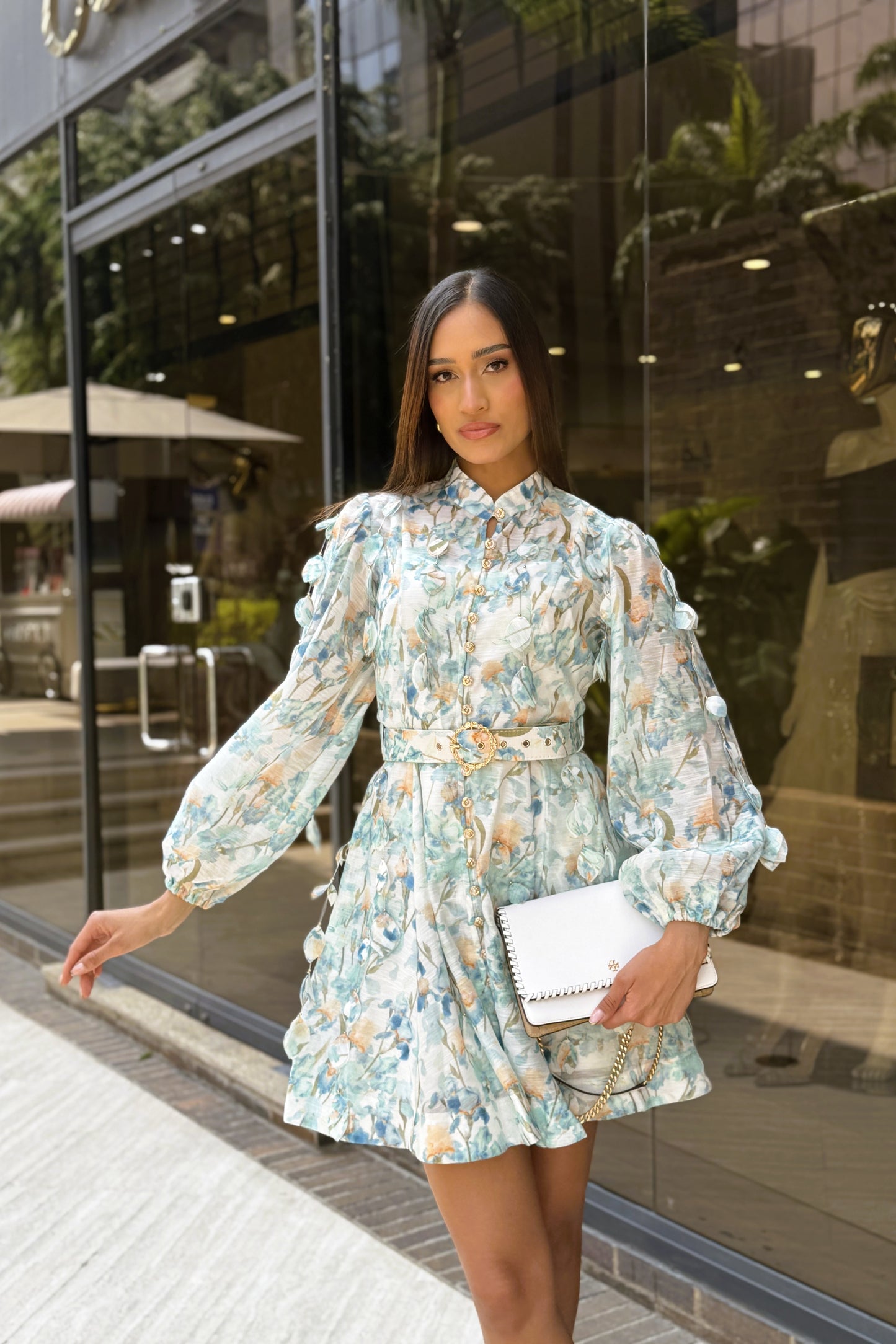 VESTIDO C/ ESTAMPADO FLORAL VERDE