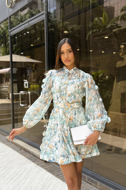 VESTIDO C/ ESTAMPADO FLORAL VERDE