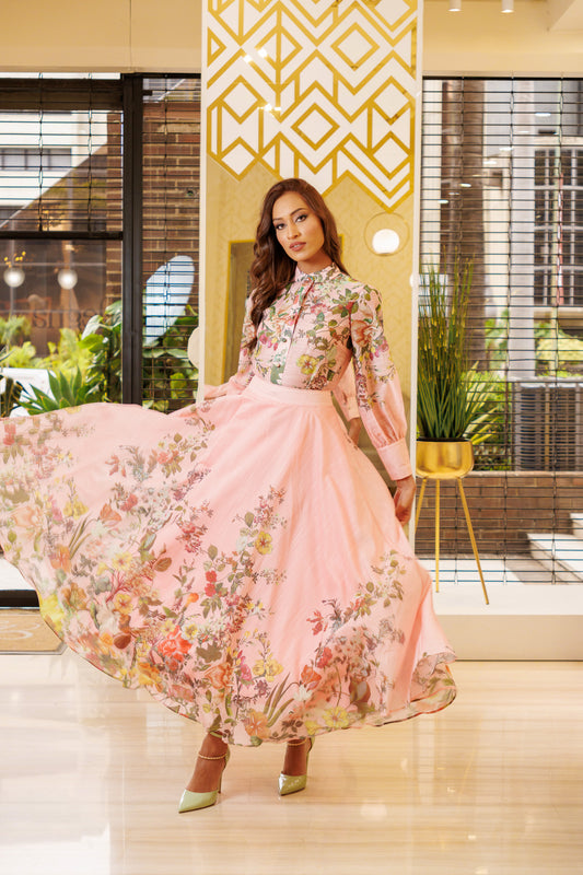 SET DE FALDA LARGA C/ESTAMPADO